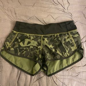 Camouflage lululemon running shorts